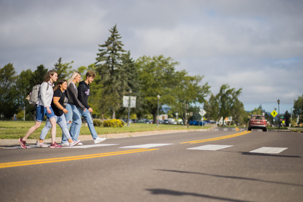Students crossing street