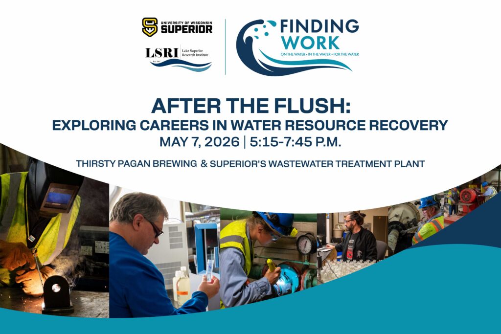 Promotional flyer for a water resource recovery careers event with various people working.