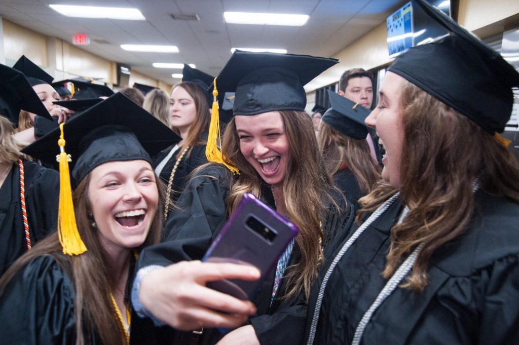 Students at graduation