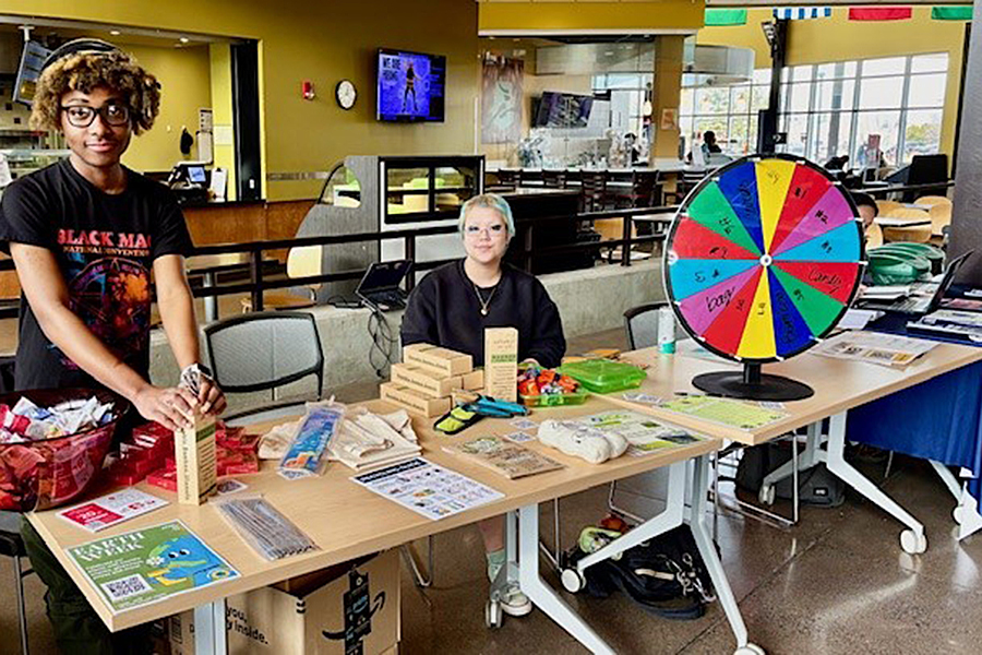 Members of the UW-Superior Sustainability Club in the Yellowjacket Union.