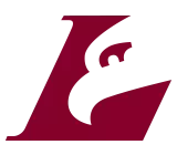 A maroon and black stylized letter E with the silhouette of an eagles head and beak inside the letter.