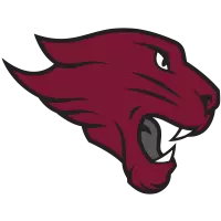 Maroon wildcat head logo facing right, showing sharp teeth, open mouth, and an intense expression with black outlines.