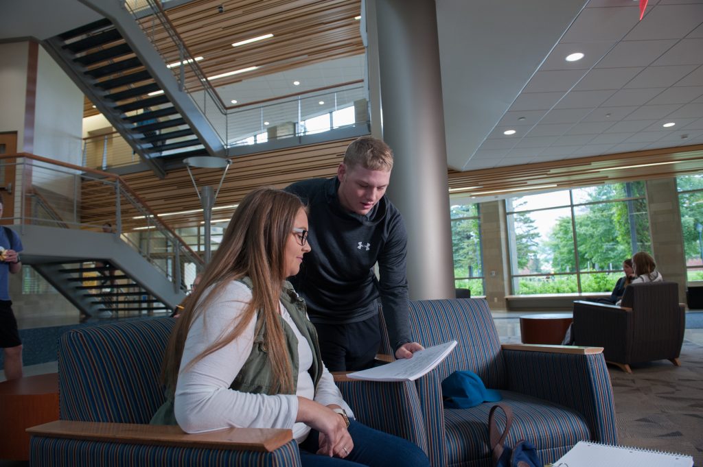 UW-Superior students studying in Swenson Hall